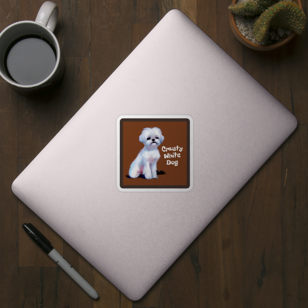 Cute Little Crusty White Dog with Fluffy Curly Haired by Mochabonk